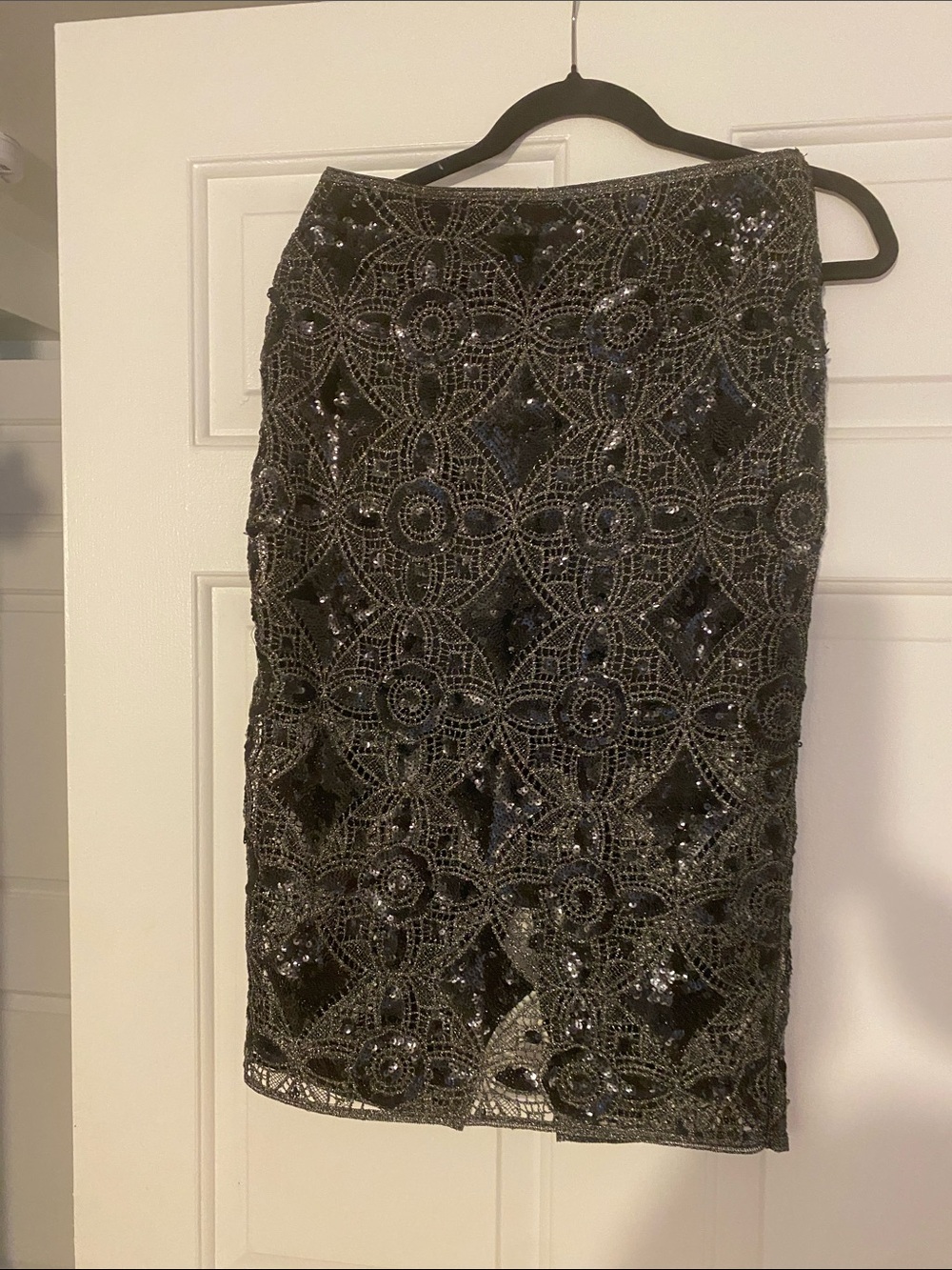 The Limited Black Beaded Sequin Pencil Skirt